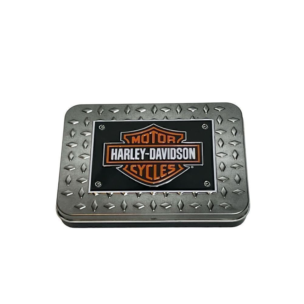 Harley Davidson new collectible playing cards in metal logo tin